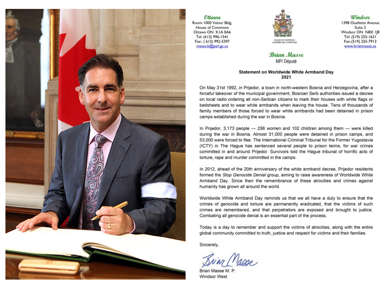 Read more about the article Rezolucija Kanadskog parlamenta o 31. maju, Međunarodnom danu bijelih traka u Kanadi