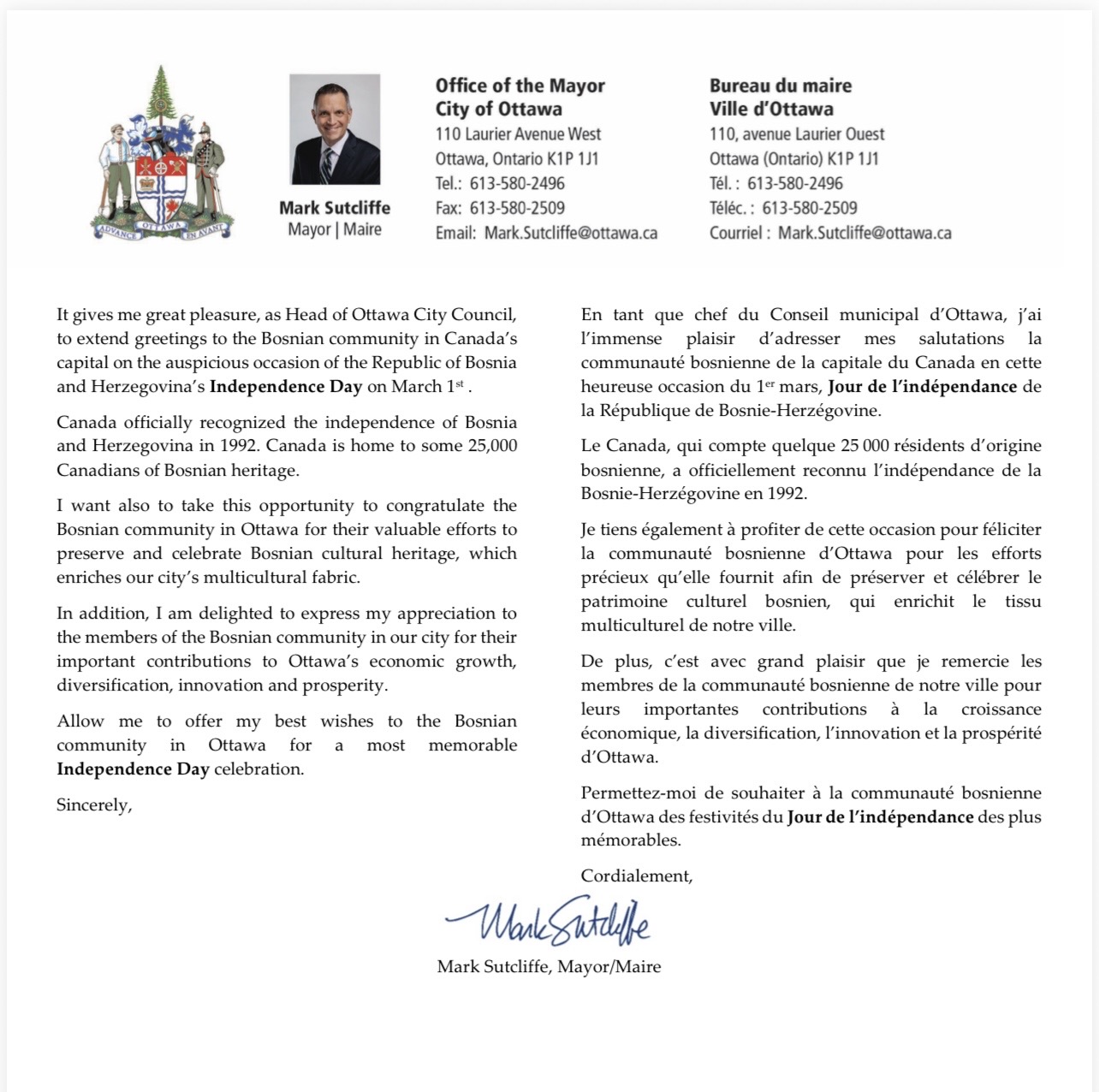 You are currently viewing Bosanskohercegovačka zajednica u Kanadi, posebno u glavnom gradu Kanade, Ottawi, je pobjedila aktuelnog antibosanskog ambasadora.